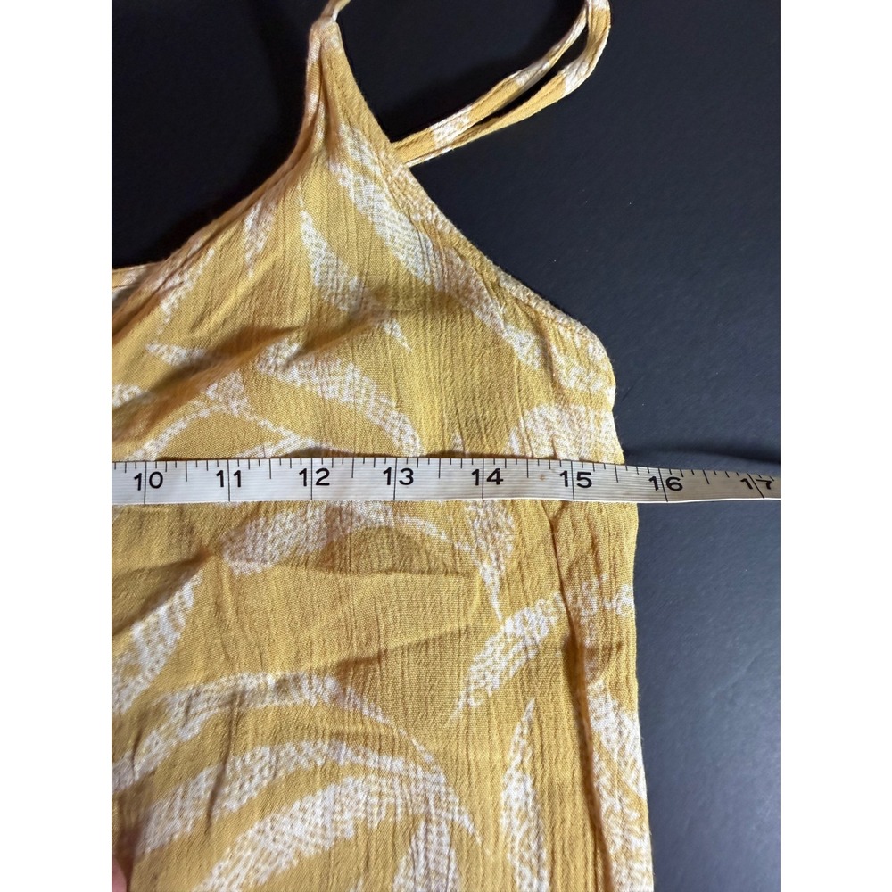 Rip Curl Mustard Yellow Tropical Leaf Button Front Midi Dress Womens Size Medium - Picture 4 of 4